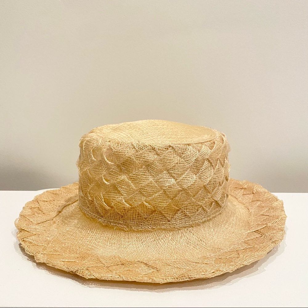 New vintage Daniele Meucci 100% Natural Straw unique checkerboard Woven Hat. - Picture 7 of 12